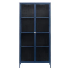 Giga Meubel Vitrinekast Blauw - 40x90x190cm - Metaal - Kast Bronco