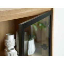 Giga Meubel Vitrinekast Naturel - 42x122,5x138,6cm - Eikenhout - Kast Livorno -VIDAL Salle De Bain Winkel 1000081273 0101