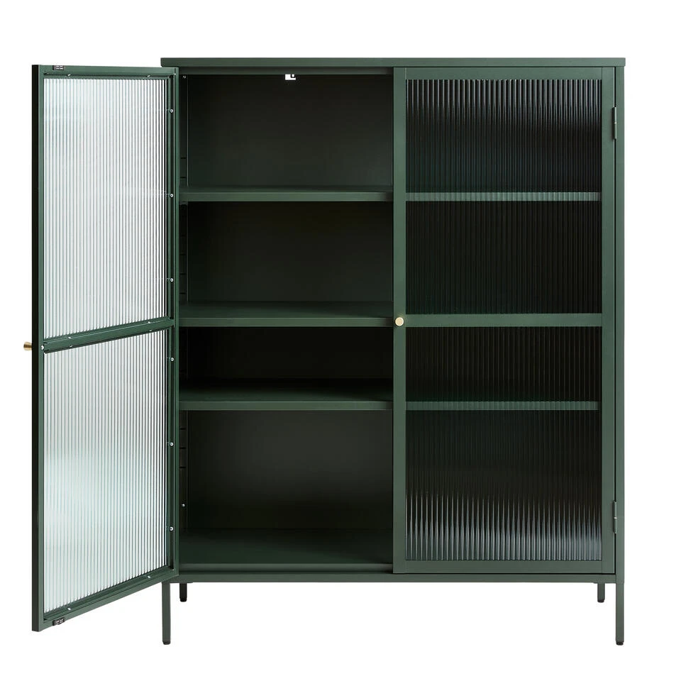 Giga Meubel Vitrinekast Groen - 40x110,9x140cm - Metaal - Kast Bronco 2 Giga Meubel Vitrinekast Groen - 40x110,9x140cm - Metaal - Kast Bronco - Afbeelding 2