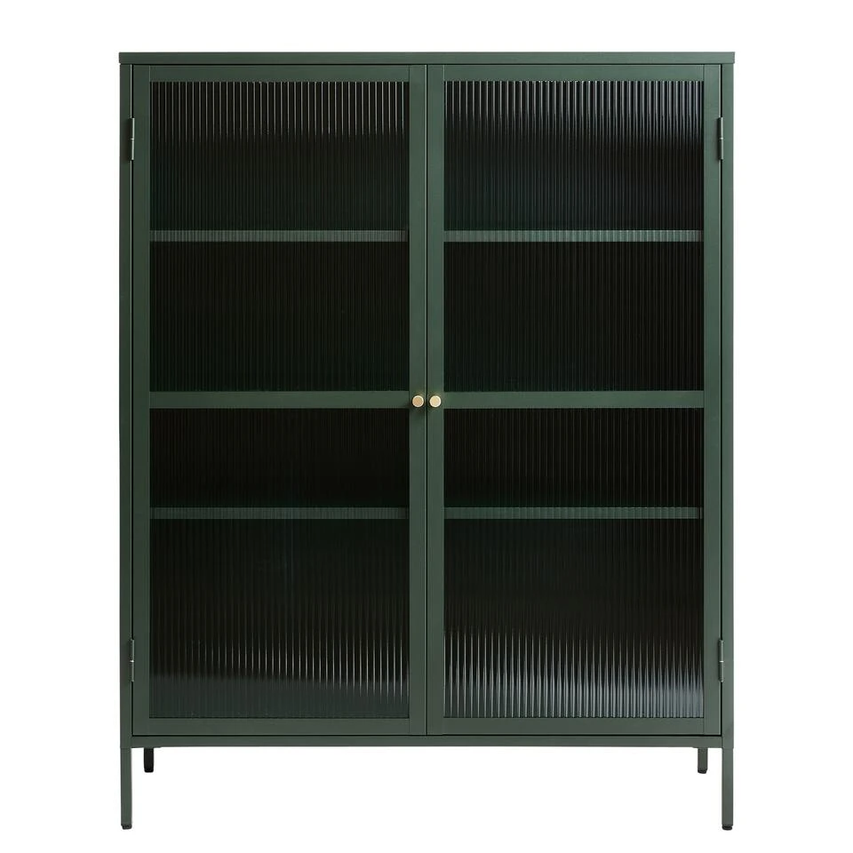 Giga Meubel Vitrinekast Groen - 40x110,9x140cm - Metaal - Kast Bronco 1 Giga Meubel Vitrinekast Groen - 40x110,9x140cm - Metaal - Kast Bronco