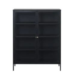 Giga Meubel Vitrinekast Zwart - 40x110x140cm - Metaal - Kast Carmel