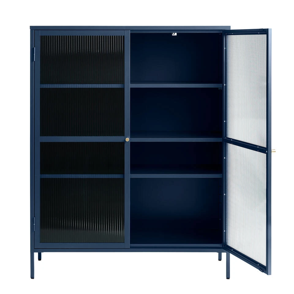 Giga Meubel Vitrinekast Blauw - 40x110,9x140cm - Metaal - Kast Bronco 3 Giga Meubel Vitrinekast Blauw - 40x110,9x140cm - Metaal - Kast Bronco - Afbeelding 3