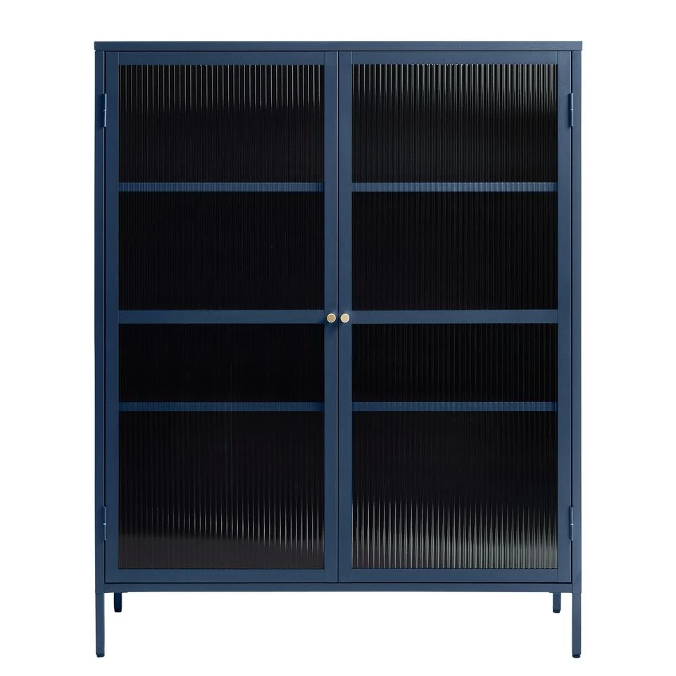 Giga Meubel Vitrinekast Blauw - 40x110,9x140cm - Metaal - Kast Bronco 1 Giga Meubel Vitrinekast Blauw - 40x110,9x140cm - Metaal - Kast Bronco