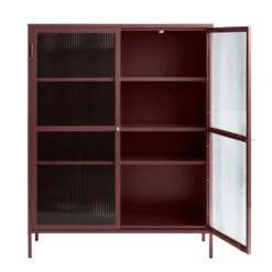 Giga Meubel Vitrinekast Rood - 40x110,9x140cm - Metaal - Kast Bronco -VIDAL Salle De Bain Winkel 1000081280 0102