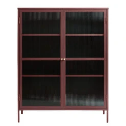 Giga Meubel Vitrinekast Rood - 40x110,9x140cm - Metaal - Kast Bronco