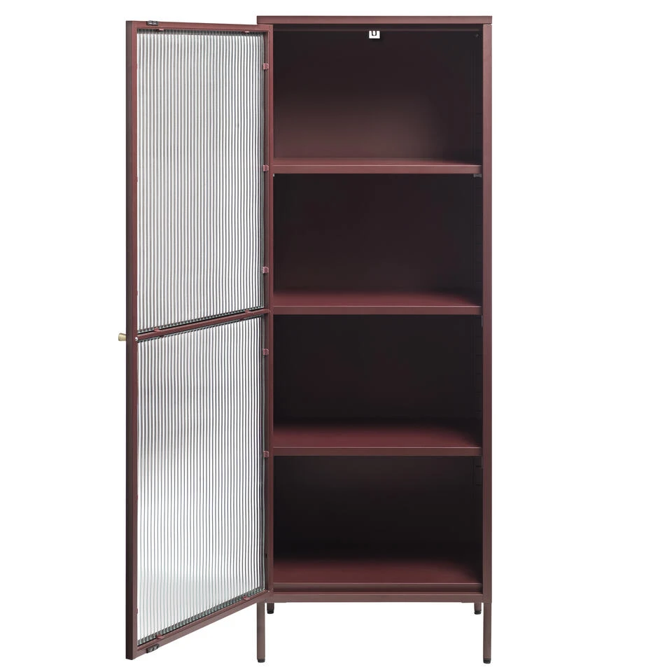 Giga Meubel Vitrinekast Rood - 40x58x160cm - Metaal - Kast Bronco 2 Giga Meubel Vitrinekast Rood - 40x58x160cm - Metaal - Kast Bronco - Afbeelding 2