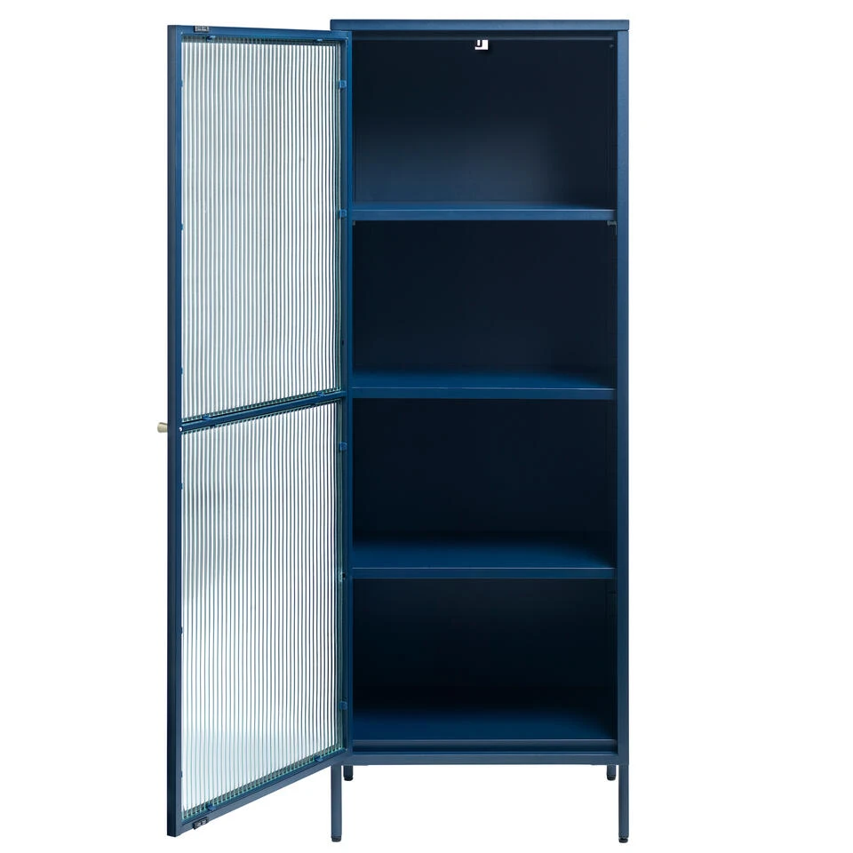 Giga Meubel Vitrinekast Blauw - 40x58x160cm - Metaal - Kast Bronco 3 Giga Meubel Vitrinekast Blauw - 40x58x160cm - Metaal - Kast Bronco - Afbeelding 3