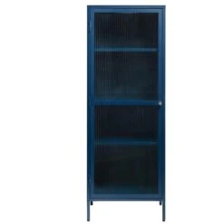 Giga Meubel Vitrinekast Blauw - 40x58x160cm - Metaal - Kast Bronco