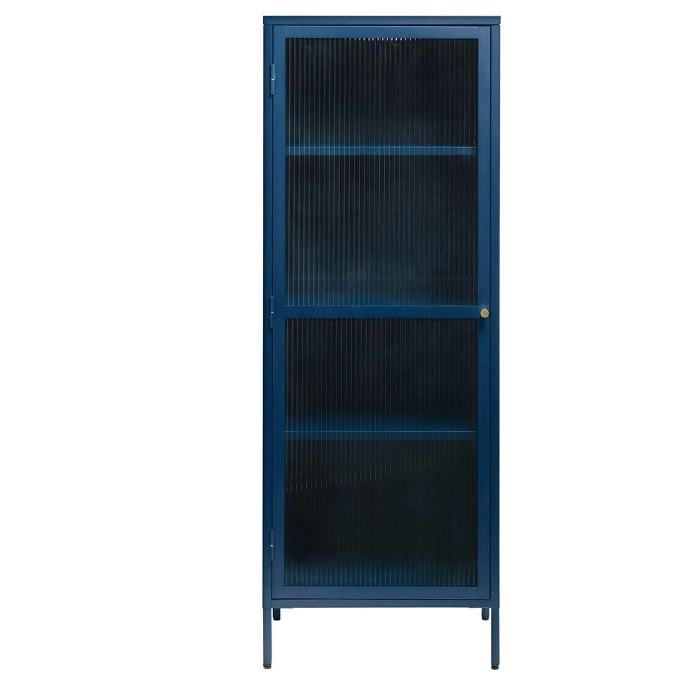 Giga Meubel Vitrinekast Blauw - 40x58x160cm - Metaal - Kast Bronco 1 Giga Meubel Vitrinekast Blauw - 40x58x160cm - Metaal - Kast Bronco