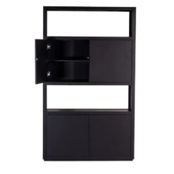 Giga Meubel Roomdivider Kast Zwart - Eikenhout - 130x37x220cm - Kast Loft -VIDAL Salle De Bain Winkel 1000081875 0100