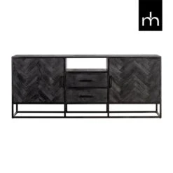 Dressoir Toronto Black 180cm - Mangohout - Zwart - Rechthoekig -VIDAL Salle De Bain Winkel 1000085690 0102