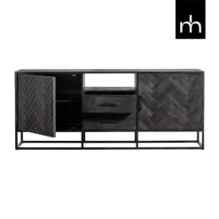 Dressoir Toronto Black 180cm - Mangohout - Zwart - Rechthoekig -VIDAL Salle De Bain Winkel 1000085690 0103