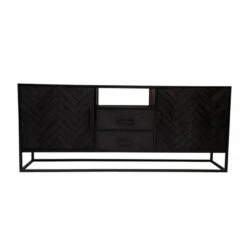 Dressoir Toronto Black 180cm - Mangohout - Zwart - Rechthoekig