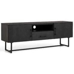 Liam TV-Meubel 140cm Zwart - Mango Hout 140x50x40 Cm