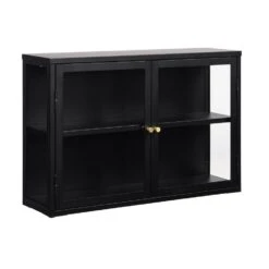 Giga Meubel Wandkast Zwart - Metaal - 90x25x60cm - Kast Carmel -VIDAL Salle De Bain Winkel 1000085741 0103