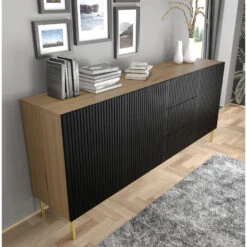 Dressoir Ravenna B Foil MDF 89x200x42 Zwart/Beige/Goud -VIDAL Salle De Bain Winkel 1000088406 0102