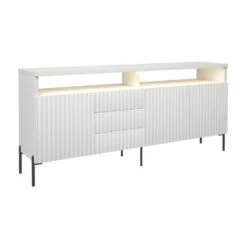 Dressoir Ravenna B Foil MDF 89x200x42 Zwart/Beige/Goud