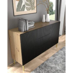 Dressoir Ravenna B Foil MDF 89x150x42 Zwart/Beige/Goud -VIDAL Salle De Bain Winkel 1000088424 0102