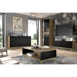 Dressoir Ravenna B Foil MDF 89x150x42 Zwart/Beige/Goud -VIDAL Salle De Bain Winkel 1000088424 0103