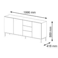 Dressoir Ravenna B Foil MDF 89x200x42 Wit/Goud -VIDAL Salle De Bain Winkel 1000088425 0103