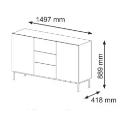 Dressoir Ravenna B Foil MDF 89x150x42 Zwart/Beige -VIDAL Salle De Bain Winkel 1000088430 0102