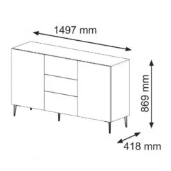 Dressoir Ravenna B Foil MDF 87x150x42 Zwart -VIDAL Salle De Bain Winkel 1000088439 0102