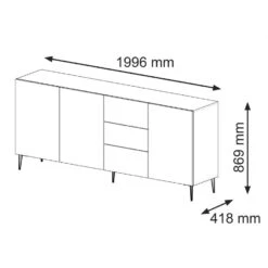 Dressoir Ravenna B Foil MDF 87x200x42 Wit/Goud -VIDAL Salle De Bain Winkel 1000088440 0102