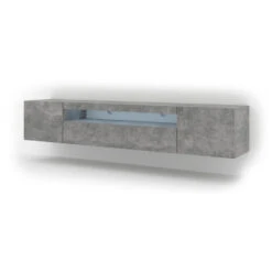 TV Meubel Aura 42x200x37 Concrete LED -VIDAL Salle De Bain Winkel 1000088450 0102