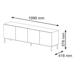 TV Meubel Ravenna F Painted MDF 58x200x42 Zwart -VIDAL Salle De Bain Winkel 1000088465 0102