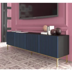 TV Meubel Ravenna F Painted MDF 58x200x42 Blauw/Goud -VIDAL Salle De Bain Winkel 1000088479 0102