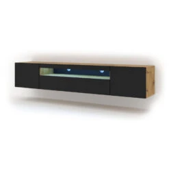 TV Meubel Aura 42x200x37 Beige/Zwart LED -VIDAL Salle De Bain Winkel 1000088492 0102