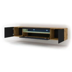 TV Meubel Aura 42x200x37 Beige/Zwart LED -VIDAL Salle De Bain Winkel 1000088492 0103