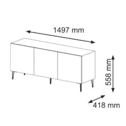 TV Meubel Ravenna B Foil MDF 56x150x42 Zwart/Beige -VIDAL Salle De Bain Winkel 1000088496 0102