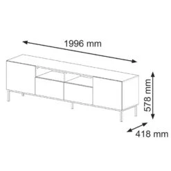TV Meubel Ravenna F Painted MDF 58x200x42 Zwart/Beige/Goud 2D2S -VIDAL Salle De Bain Winkel 1000088505 0103