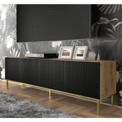 TV Meubel Ravenna B Foil MDF 58x200x42 Zwart/Beige/Goud -VIDAL Salle De Bain Winkel 1000088509 0102