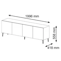 TV Meubel Ravenna B Foil MDF 56x200x42 Zwart/Beige/Goud -VIDAL Salle De Bain Winkel 1000088520 0102