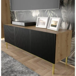 TV Meubel Ravenna B Foil MDF 58x150x42 Zwart/Beige/Goud -VIDAL Salle De Bain Winkel 1000088524 0102