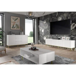 TV Meubel Ravenna B Foil MDF 58x200x42 Wit/Goud -VIDAL Salle De Bain Winkel 1000088528 0103