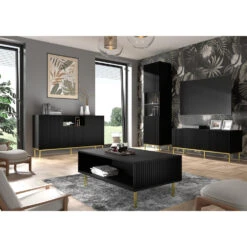 Vitrinekast Ravenna B Foil MDF 217x60x42 Zwart/Goud -VIDAL Salle De Bain Winkel 1000088545 0102