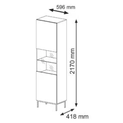 Vitrinekast Ravenna B Foil MDF 217x60x42 Zwart/Goud -VIDAL Salle De Bain Winkel 1000088545 0103