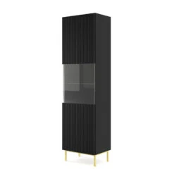 Vitrinekast Ravenna B Foil MDF 217x60x42 Zwart/Goud