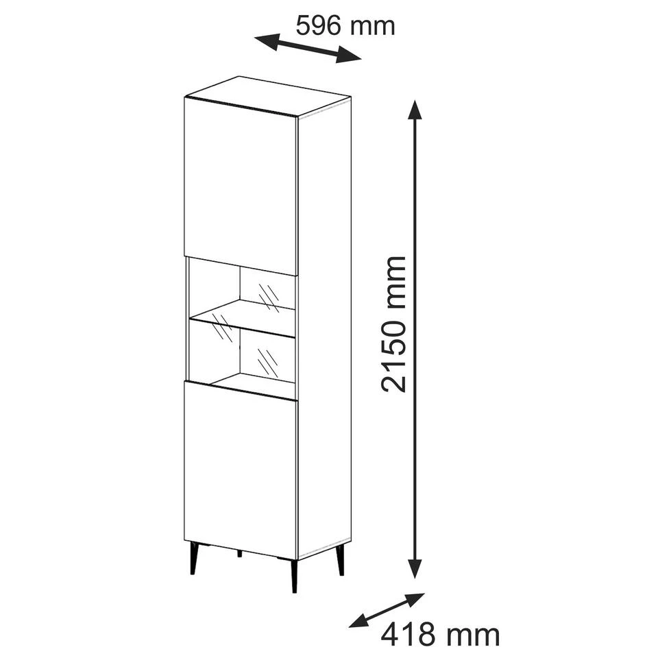 Vitrinekast Ravenna B Foil MDF 215x60x42 Zwart/Beige/Goud 3 Vitrinekast Ravenna B Foil MDF 215x60x42 Zwart/Beige/Goud - Afbeelding 3