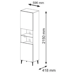 Vitrinekast Ravenna B Foil MDF 215x60x42 Zwart/Goud -VIDAL Salle De Bain Winkel 1000088555 0102