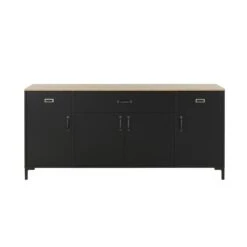 Diagone Dressoir Manchester - 82x40x180cm - Zwart/Eikenkleur
