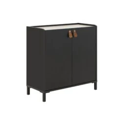 Diagone Kommode Amsterdam - Zwart - Bruin Leren Handvatten -VIDAL Salle De Bain Winkel 1000089240 0103