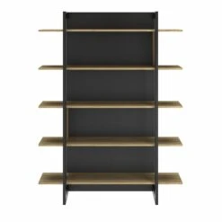 Diagone Bibliotheek Russel - 5 Planken - Zwart / Eikenkleur