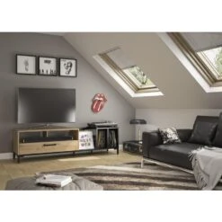 Diagone TV-meubel Arguin - 190cm Breed - Vak Voor LP's - Eikenkleur -VIDAL Salle De Bain Winkel 1000092664 0104