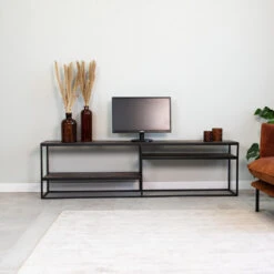 Industrieel TV-meubel Visgraat Bruin Sylvie - 180x180x40 Cm - Teakhout - Bruin -VIDAL Salle De Bain Winkel 1000093606 0102