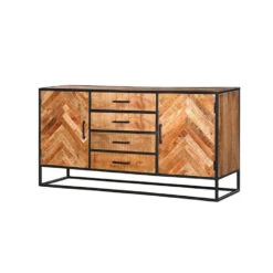 Furndea Scandi Dressoir Industrieel Visgraat Naturel - 165cm