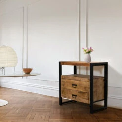 Nobe Interiors Britt 2 Lades Kast Industrieel - 40x80x80 Cm -VIDAL Salle De Bain Winkel 1000094112 0102